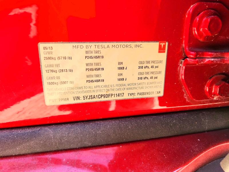2013 Tesla Model S მანქანა იყიდება აუქციონზე, vin: 5YJSA1CP9DFP11417, აუქციონის ნომერი: 47724346