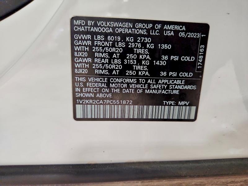 2023 Volkswagen Atlas მანქანა იყიდება აუქციონზე, vin: 1V2KR2CA7PC551872, აუქციონის ნომერი: 79579835