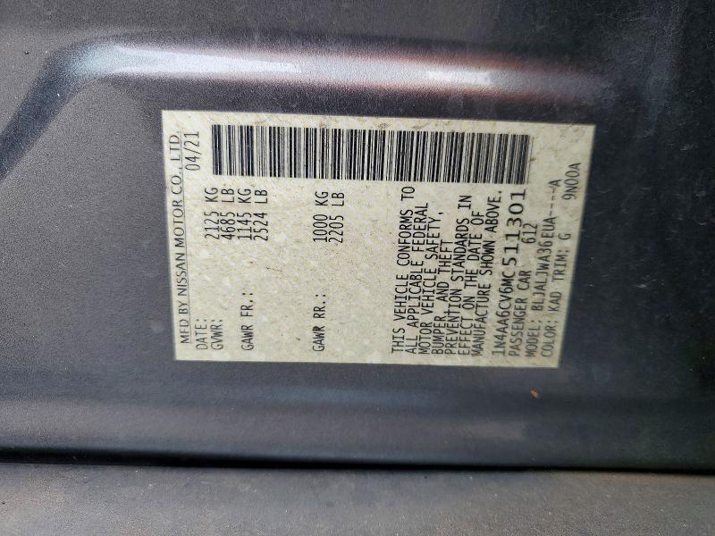 47286626 :رقم المزاد ، 1N4AA6CV6MC511301 vin ، 2021 Nissan Maxima مزاد بيع