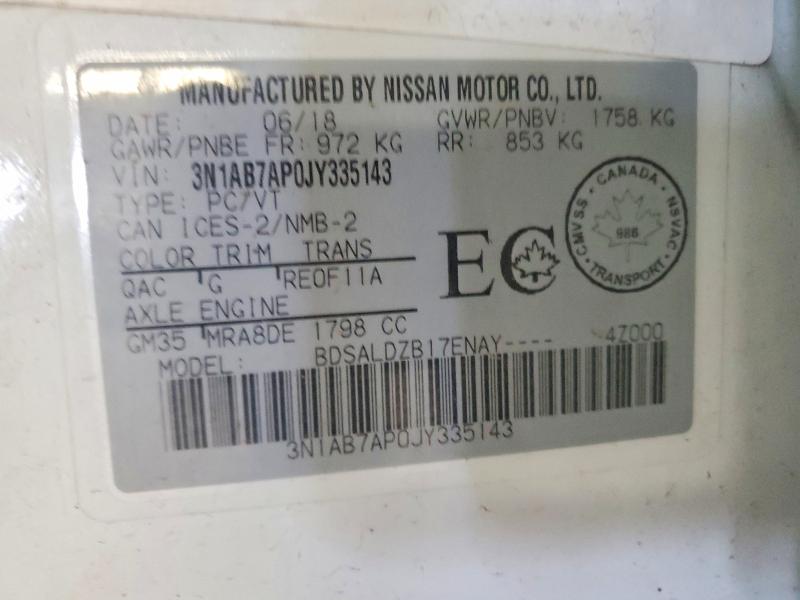 Продаж на аукціоні авто 2018 Nissan Sentra, vin: 3N1AB7AP0JY335143, номер лоту: 46174606