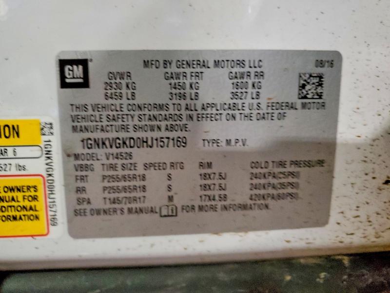 Auction sale of the 2017 Chevrolet Traverse, vin: 1GNKVGKD0HJ157169, lot number: 79739375