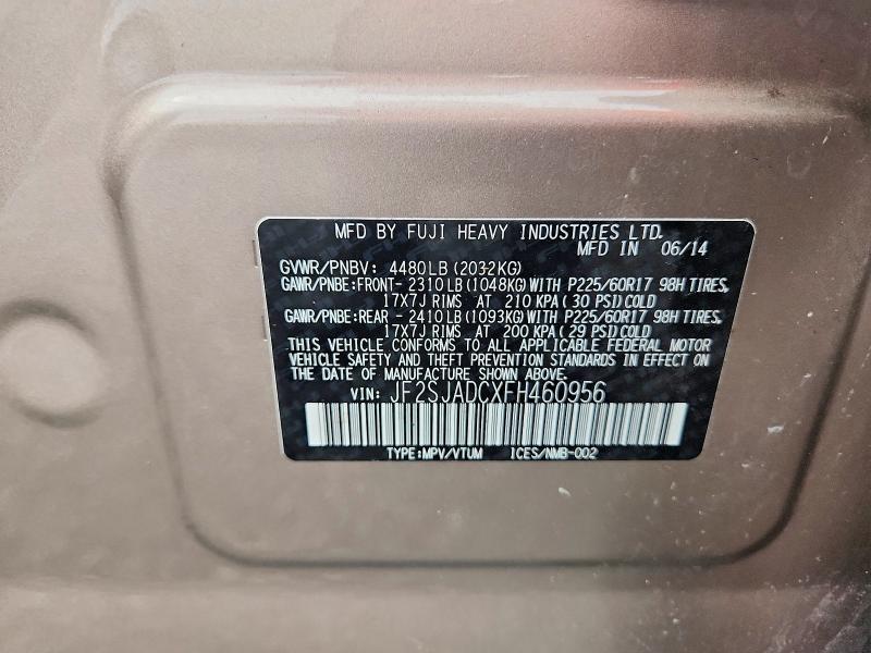 Продажа на аукционе авто 2015 Subaru Forester, vin: JF2SJADCXFH460956, номер лота: 45757256