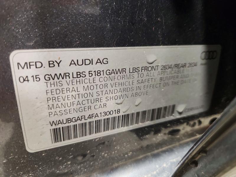 Продаж на аукціоні авто 2015 Audi S4, vin: WAUBGAFL4FA130018, номер лоту: 45942816