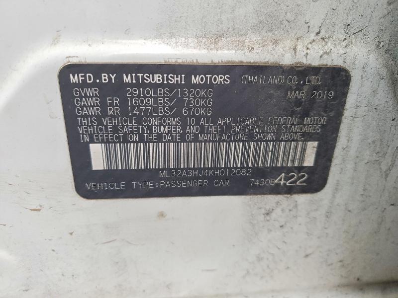 Продаж на аукціоні авто 2019 Mitsubishi Mirage, vin: ML32A3HJ4KH012082, номер лоту: 48171846