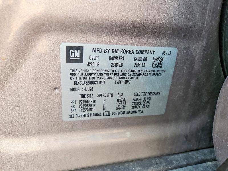 46504896 :رقم المزاد ، KL4CJASB6DB211061 vin ، 2013 Buick Encore مزاد بيع