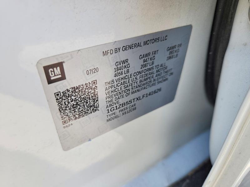 2020 Chevrolet Malibu მანქანა იყიდება აუქციონზე, vin: 1G1ZB5STXLF141626, აუქციონის ნომერი: 46387576