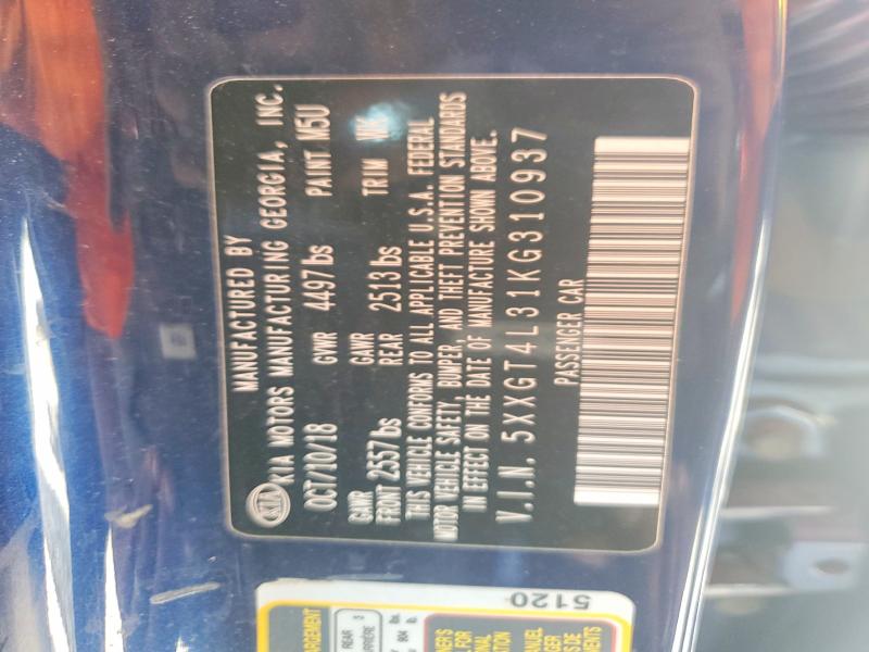 2019 Kia Optima მანქანა იყიდება აუქციონზე, vin: 5XXGT4L31KG310937, აუქციონის ნომერი: 46113416