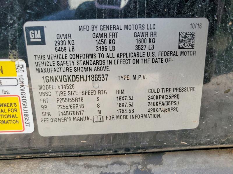 Продаж на аукціоні авто 2017 Chevrolet Traverse, vin: 1GNKVGKD5HJ186537, номер лоту: 47639806