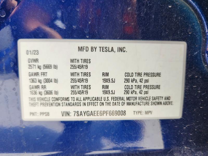 Aukcja sprzedaży 2023 Tesla Model Y, vin: 7SAYGAEE6PF669008, numer aukcji: 48073856