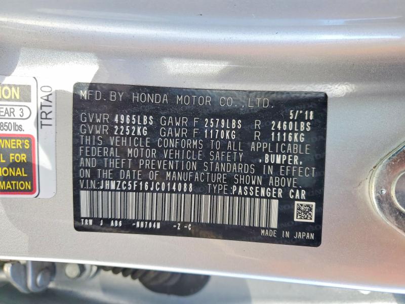 79195335 :رقم المزاد ، JHMZC5F16JC014088 vin ، 2018 Honda Clarity مزاد بيع