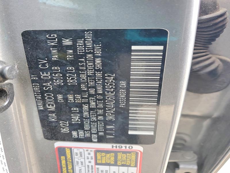 2022 Kia Rio მანქანა იყიდება აუქციონზე, vin: 3KPA24AD6NE495942, აუქციონის ნომერი: 47128786