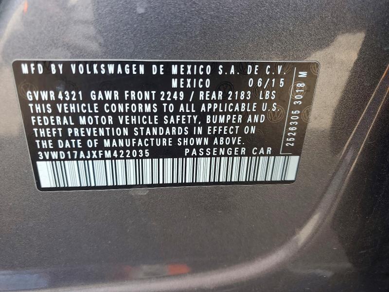 Продаж на аукціоні авто 2015 Volkswagen Jetta, vin: 3VWD17AJXFM422035, номер лоту: 47293376