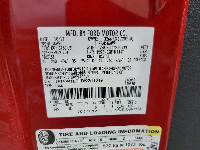 Auction sale of the 2013 Ford F150, vin: 1FTFW1ET1DKG11019, lot number: 79925695