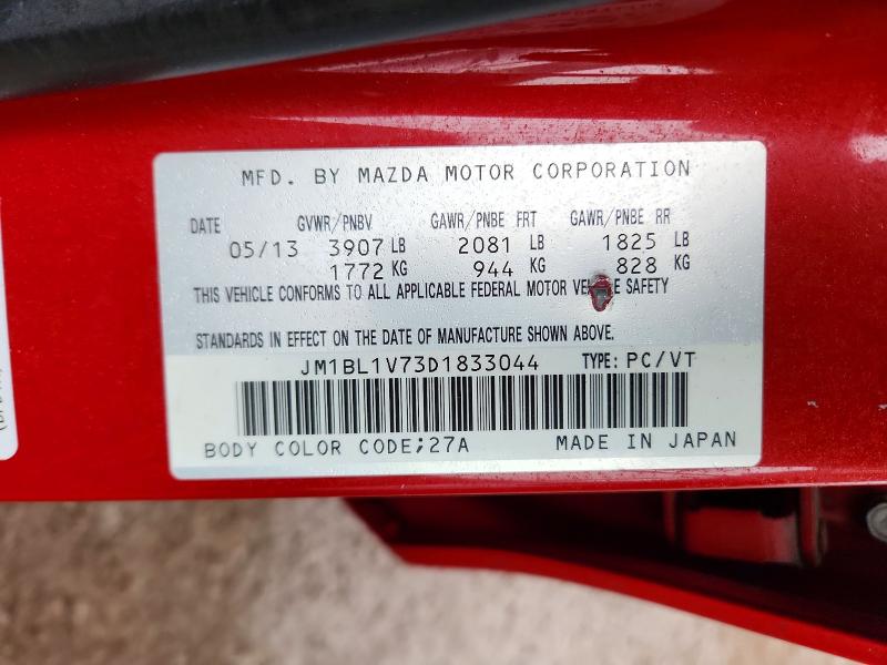 Aukcja sprzedaży 2013 Mazda 3, vin: JM1BL1V73D1833044, numer aukcji: 46879846