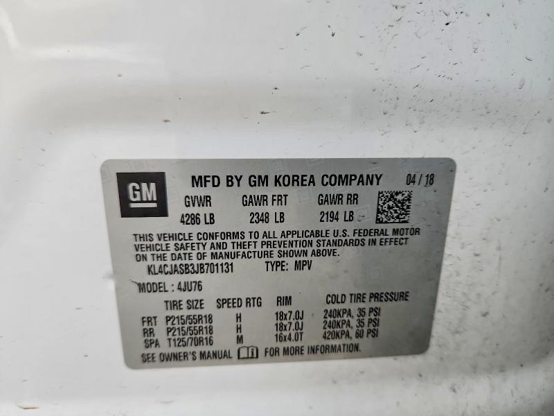 Aukcja sprzedaży 2018 Buick Encore, vin: KL4CJASB3JB701131, numer aukcji: 47796946