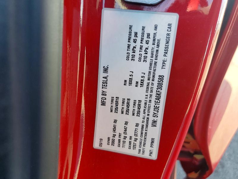 Aukcja sprzedaży 2019 Tesla Model 3, vin: 5YJ3E1EA6KF308588, numer aukcji: 79423775