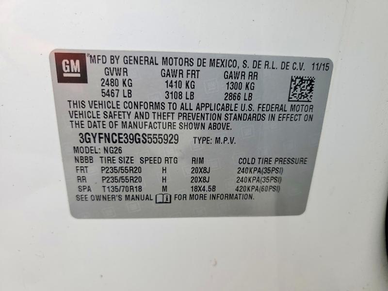 2016 Cadillac Srx მანქანა იყიდება აუქციონზე, vin: 3GYFNCE39GS555929, აუქციონის ნომერი: 46825216