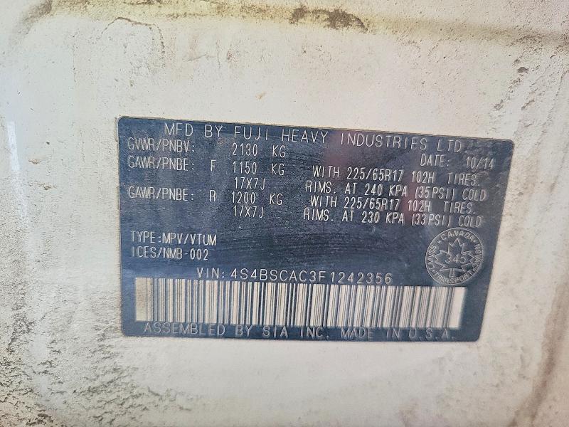 Продажа на аукционе авто 2015 Subaru Outback, vin: 4S4BSCAC3F1242356, номер лота: 79514935