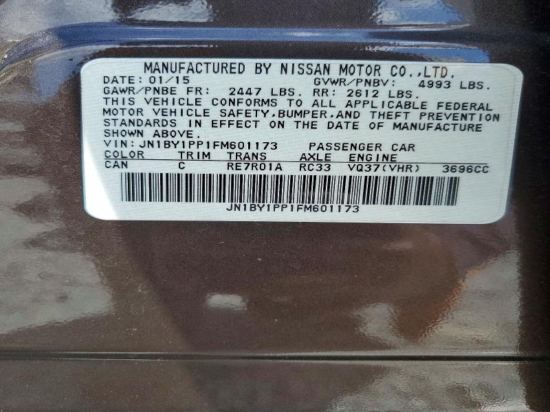 41813146 :رقم المزاد ، JN1BY1PP1FM601173 vin ، 2015 Infiniti Q70l مزاد بيع