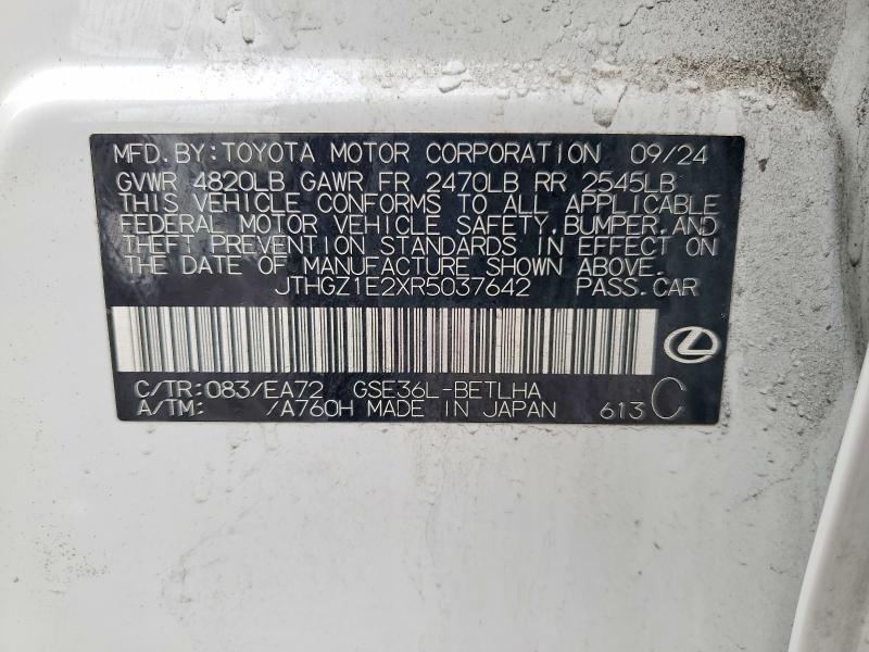 Aukcja sprzedaży 2024 Lexus Is 350, vin: JTHGZ1E2XR5037642, numer aukcji: 79415765