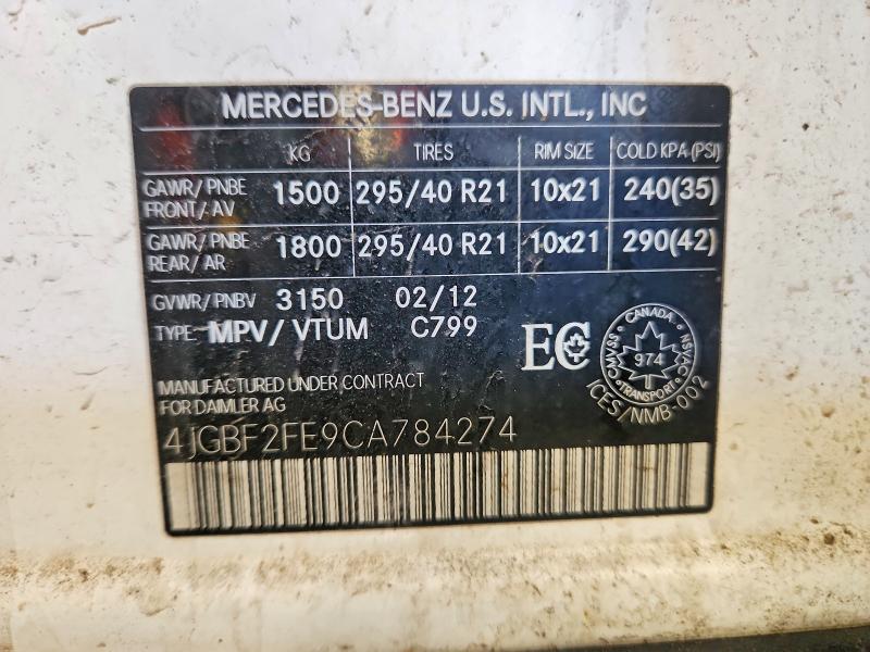 Aukcja sprzedaży 2012 Mercedes-benz Gl, vin: 4JGBF2FE9CA784274, numer aukcji: 41726636