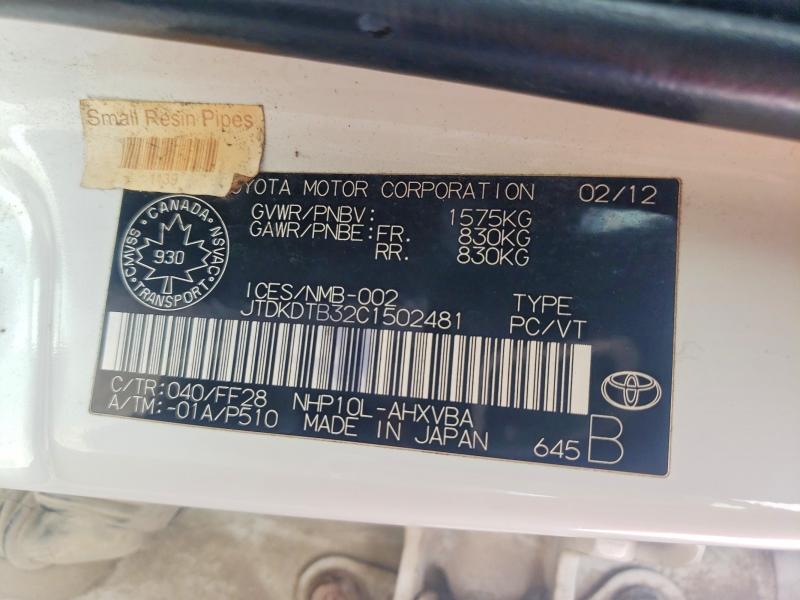 Продажа на аукционе авто 2012 Toyota Prius C, vin: JTDKDTB32C1502481, номер лота: 79936115