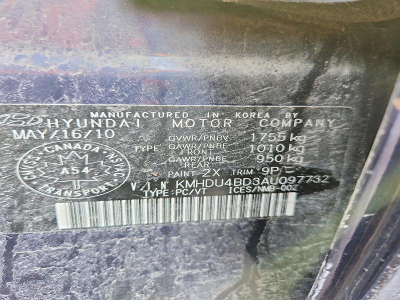 Aukcja sprzedaży 2010 Hyundai Elantra, vin: KMHDU4BD3AU097732, numer aukcji: 78871385