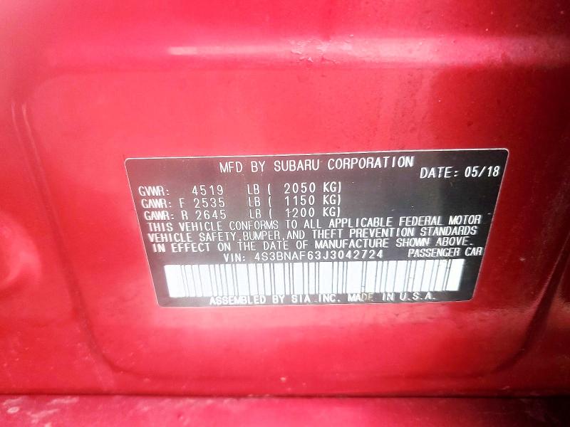 Aukcja sprzedaży 2018 Subaru Legacy, vin: 4S3BNAF63J3042724, numer aukcji: 47904436