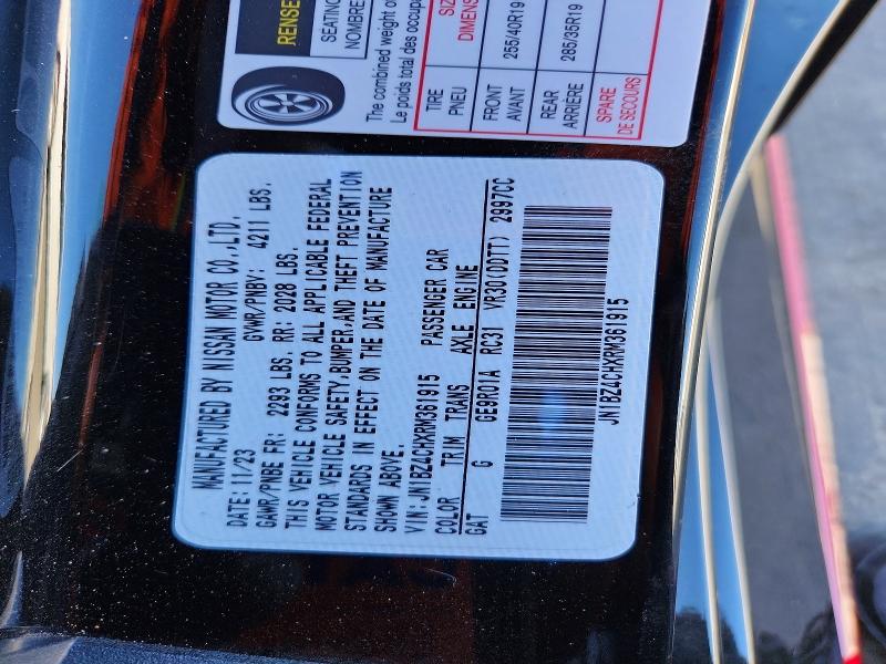2024 Nissan Z მანქანა იყიდება აუქციონზე, vin: JN1BZ4CHXRM361915, აუქციონის ნომერი: 46493766