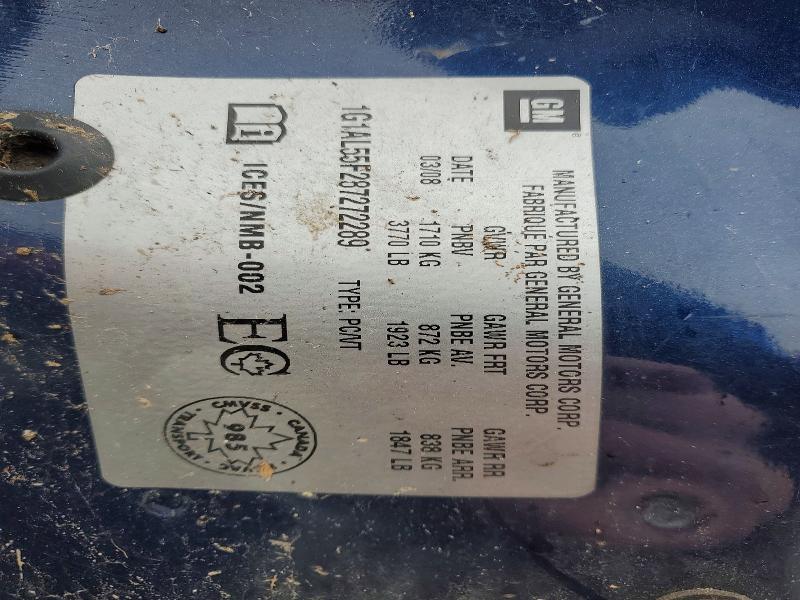 46437986 :رقم المزاد ، 1G1AL55F287272289 vin ، 2008 Chevrolet Cobalt مزاد بيع