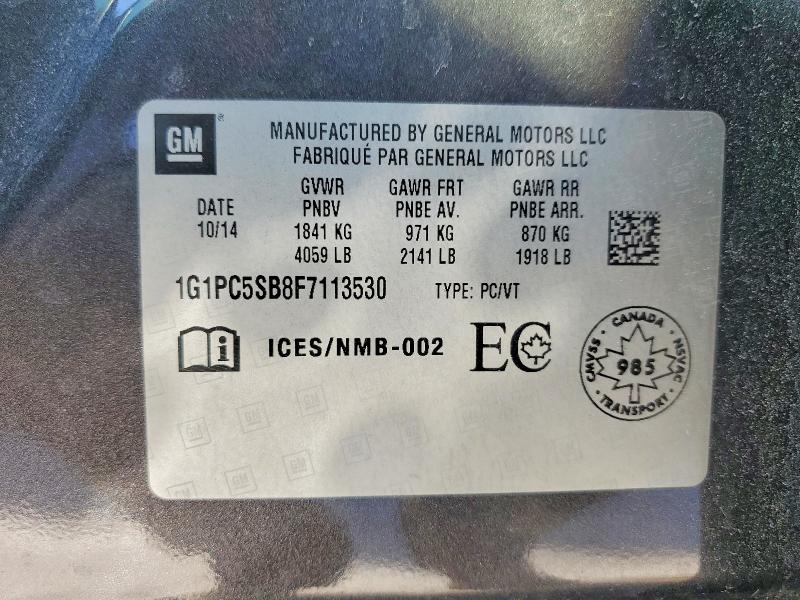 78453145 :رقم المزاد ، 1G1PC5SB8F7113530 vin ، 2015 Chevrolet Cruze مزاد بيع