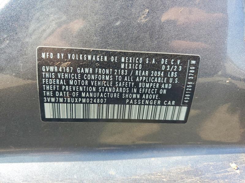 2023 Volkswagen Jetta მანქანა იყიდება აუქციონზე, vin: 3VW7M7BUXPM024807, აუქციონის ნომერი: 47587466