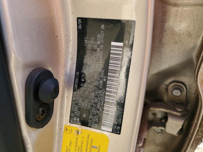 2004 Toyota Highlander მანქანა იყიდება აუქციონზე, vin: JTEDP21A640039421, აუქციონის ნომერი: 47444546