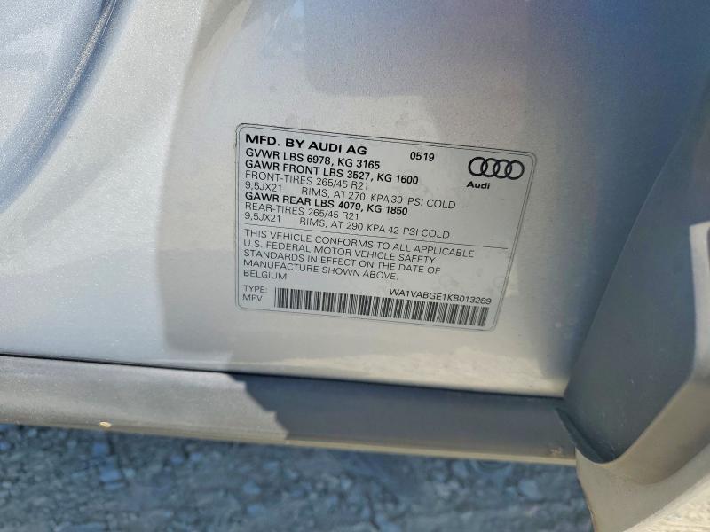 Aukcja sprzedaży 2019 Audi E-tron, vin: WA1VABGE1KB013289, numer aukcji: 47079916