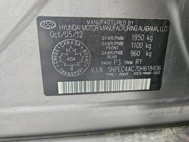 46269676 :رقم المزاد ، 5NPEC4AC7DH618406 vin ، 2013 Hyundai Sonata مزاد بيع