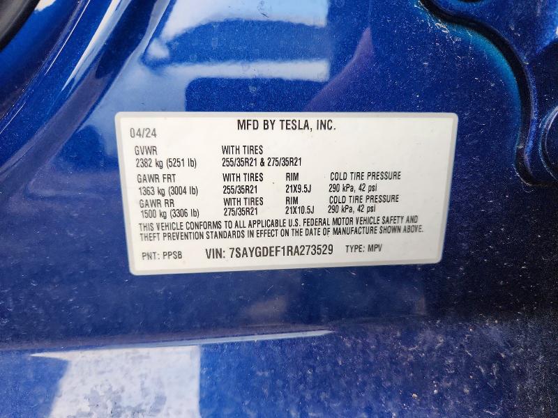 Aukcja sprzedaży 2024 Tesla Model Y, vin: 7SAYGDEF1RA273529, numer aukcji: 48132626