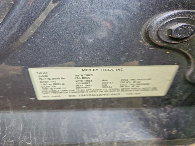 79917435 :رقم المزاد ، 7SAYGAEE8PF616469 vin ، 2023 Tesla Model Y مزاد بيع