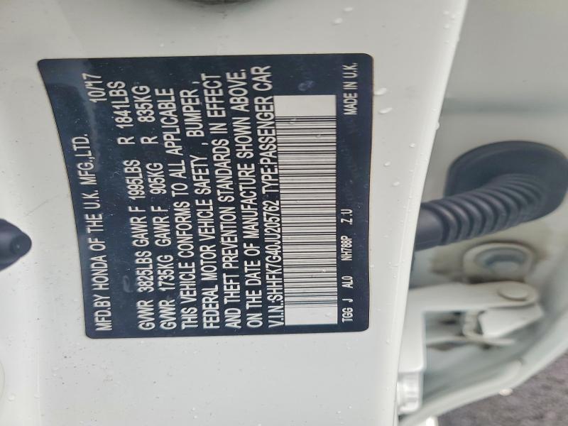 Продаж на аукціоні авто 2018 Honda Civic, vin: SHHFK7G40JU205762, номер лоту: 47299526