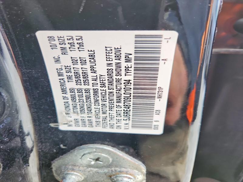 47187796 :رقم المزاد ، 5J6RE48709L010194 vin ، 2009 Honda Cr-v مزاد بيع