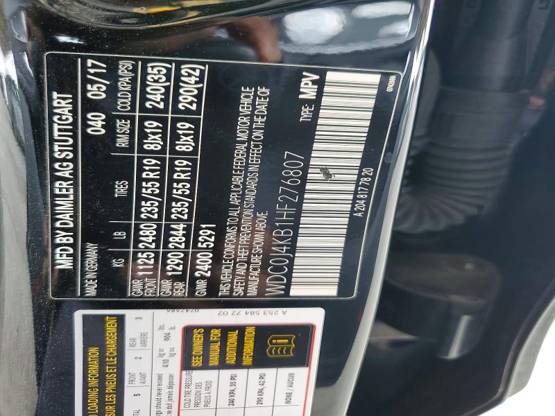79749865 :رقم المزاد ، WDC0J4KB1HF276807 vin ، 2017 Mercedes-benz Glc Coupe مزاد بيع