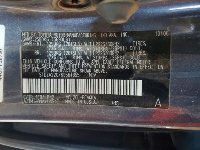 Aukcja sprzedaży 2006 Toyota Sienna, vin: 5TDZA22C76S564855, numer aukcji: 79401575
