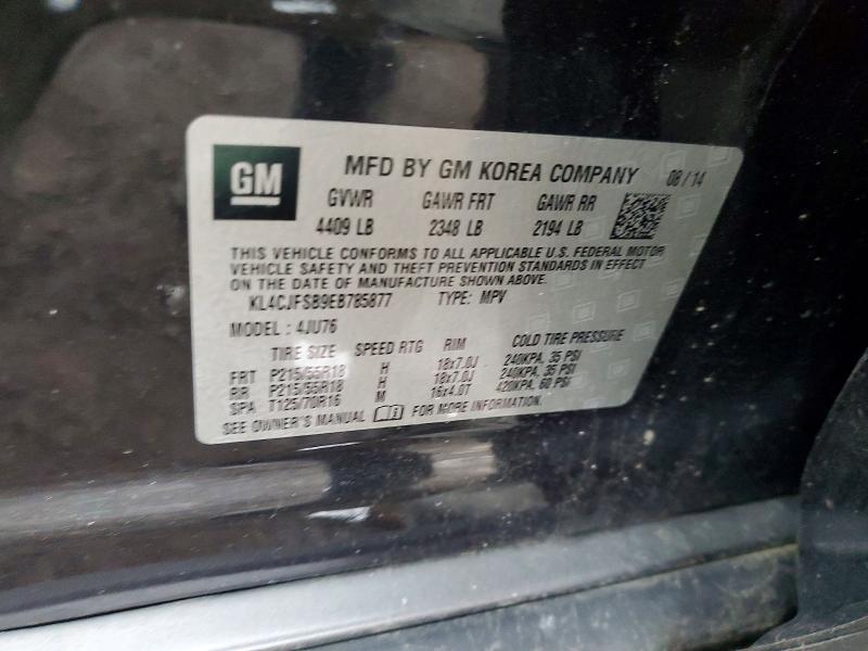 41761256 :رقم المزاد ، KL4CJFSB9EB785877 vin ، 2014 Buick Encore مزاد بيع