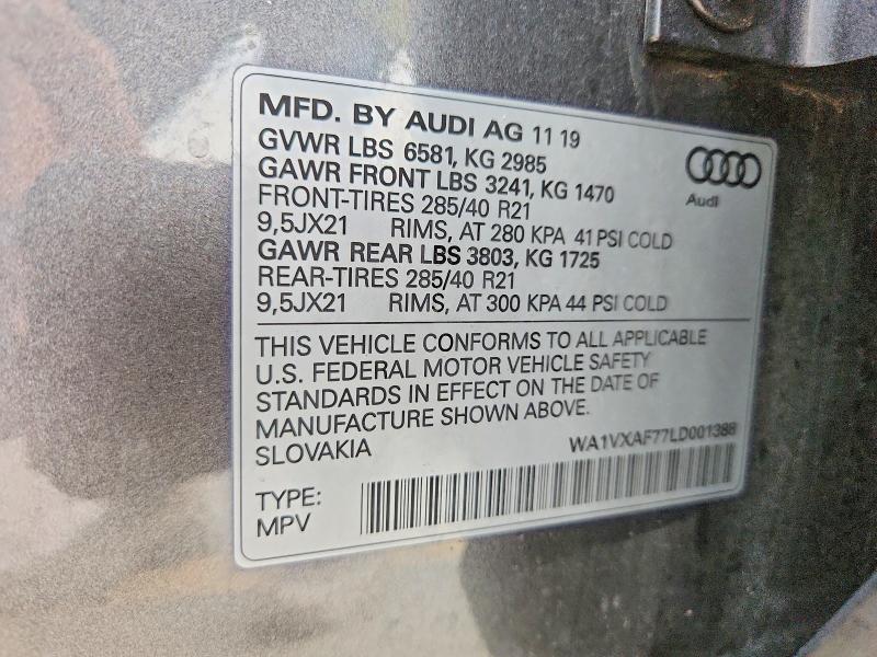 79633035 :رقم المزاد ، WA1VXAF77LD001388 vin ، 2020 Audi Q7 مزاد بيع