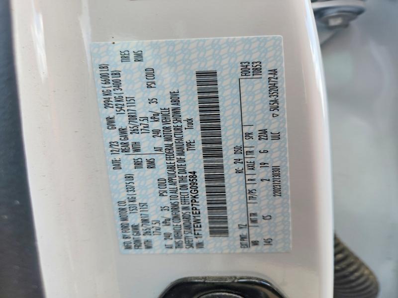 2023 Ford F150 მანქანა იყიდება აუქციონზე, vin: 1FTEW1EP7PKG09584, აუქციონის ნომერი: 47863576