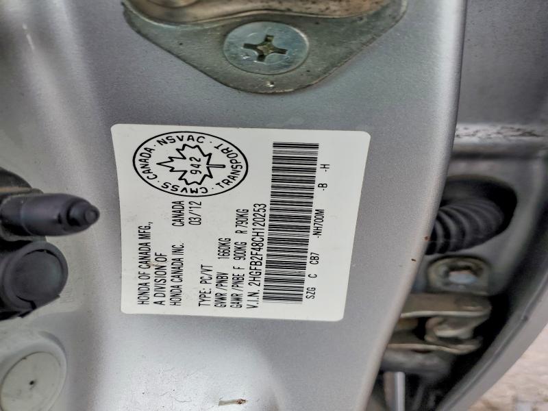 79613785 :رقم المزاد ، 2HGFB2F48CH120253 vin ، 2012 Honda Civic مزاد بيع