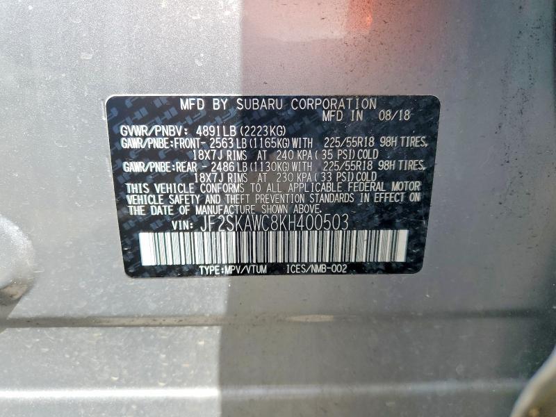 Продаж на аукціоні авто 2019 Subaru Forester, vin: JF2SKAWC8KH400503, номер лоту: 46771956
