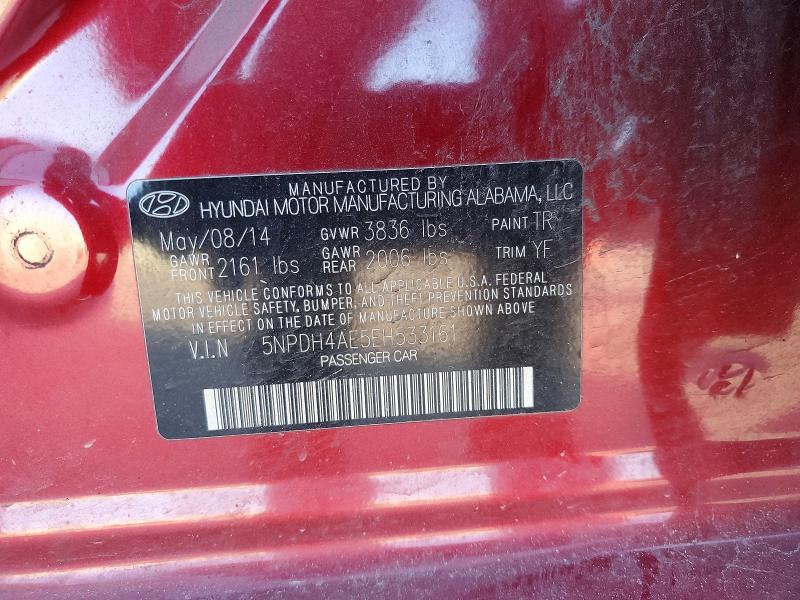 2014 Hyundai Elantra მანქანა იყიდება აუქციონზე, vin: 5NPDH4AE5EH533161, აუქციონის ნომერი: 45973276
