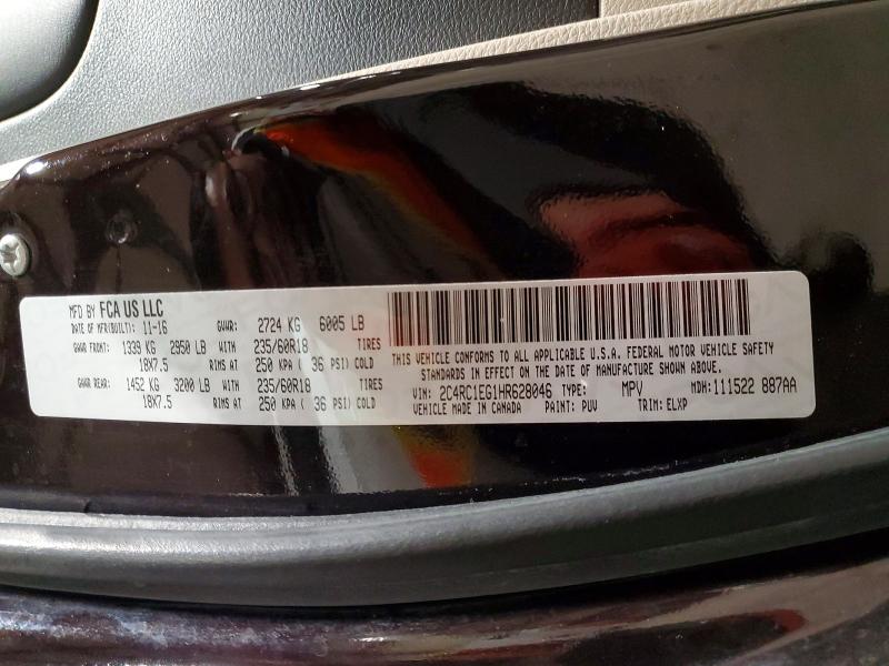 79095755 :رقم المزاد ، 2C4RC1EG1HR628046 vin ، 2017 Chrysler Pacifica مزاد بيع