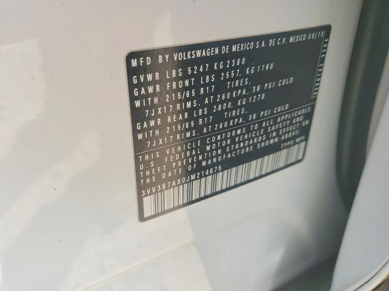 46657016 :رقم المزاد ، 3VV3B7AX0JM214675 vin ، 2018 Volkswagen Tiguan مزاد بيع
