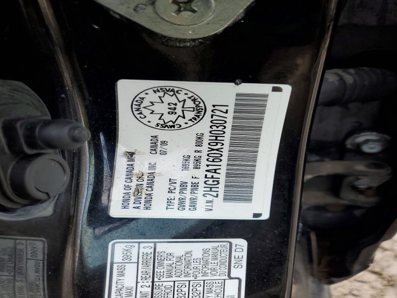 Aukcja sprzedaży 2009 Honda Civic, vin: 2HGFA160X9H030721, numer aukcji: 45525026